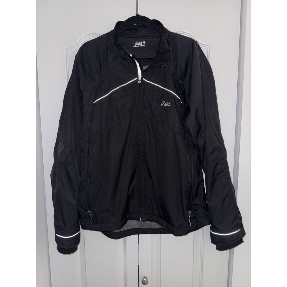 ASICS Men’s Large Lightweight Windbreaker Jacket Full Zip Athletic Black